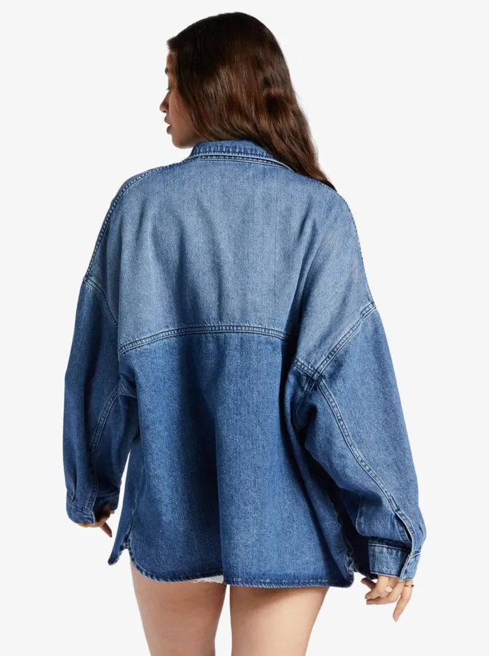 Roxy Jackets Main Character Denim Jacket Medium Blue 8211 Women
