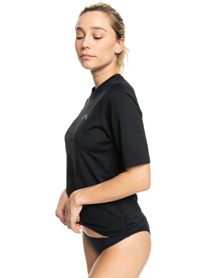 Roxy Rashguards Enjoy Waves Short Sleeve UPF 50 Rashguard Anthracite 8211 Women