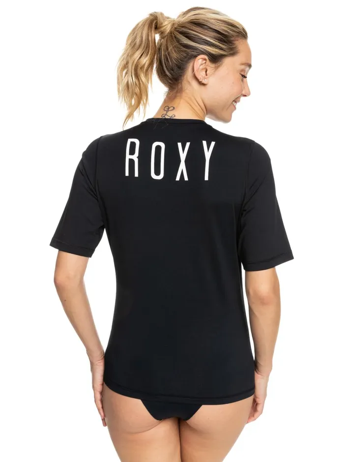Roxy Rashguards Enjoy Waves Short Sleeve UPF 50 Rashguard Anthracite 8211 Women