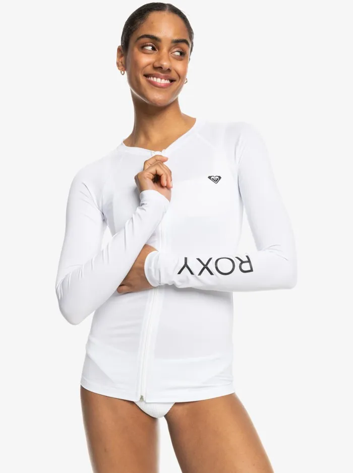Roxy Rashguards New Essentials Long Sleeve ZipUp Rashguard Bright White 8211 Women Roxy Rashguards New Essentials Long Sleeve ZipUp Rashguard Bright White 8211 Women