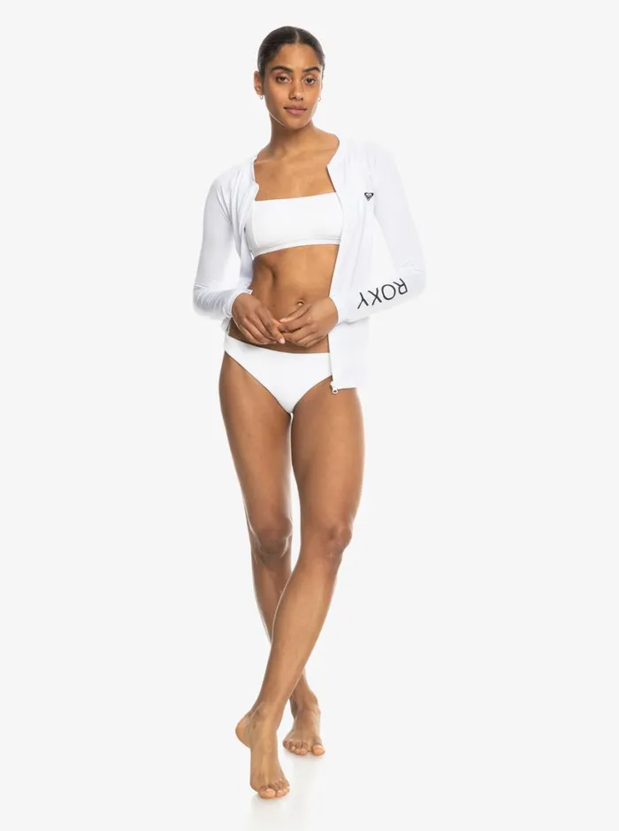 Roxy Rashguards New Essentials Long Sleeve ZipUp Rashguard Bright White 8211 Women
