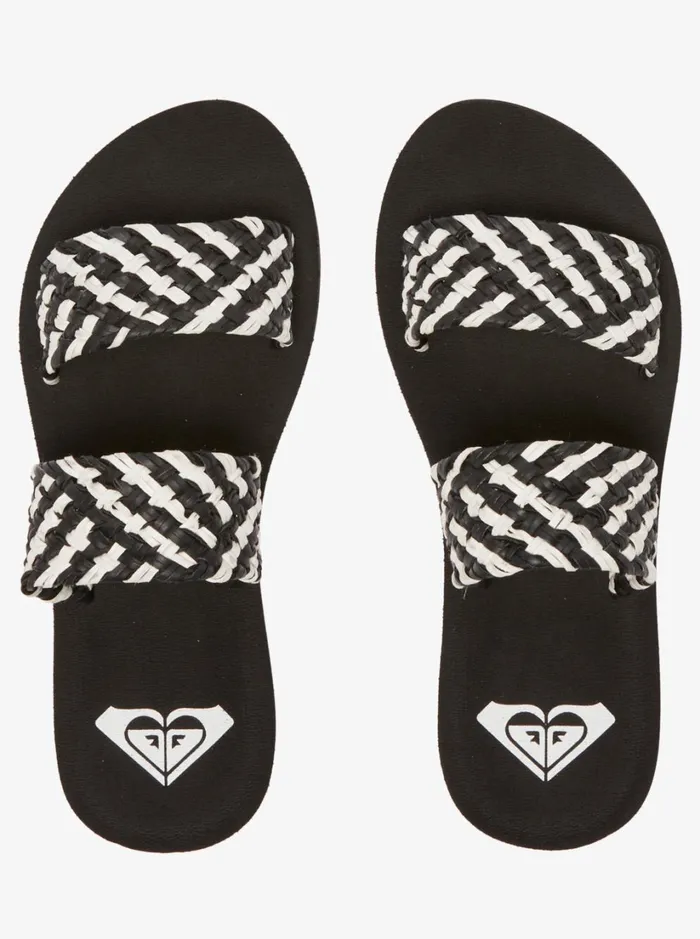 Roxy Sandals Porto Slide Slider Sandals Blackwhite 8211 Women