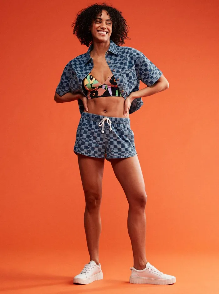 Roxy Shorts New Impossible Printed Denim Shorts Mood Indigo Sol Power 8211 Women