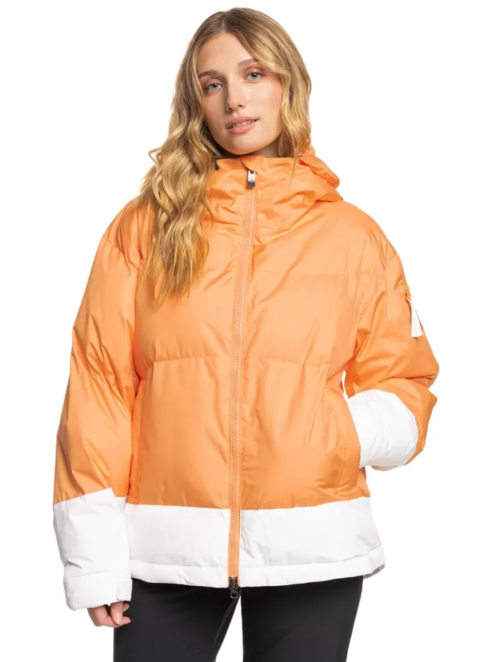 Roxy Snow Jackets Chloe Kim Puffy Technical Snow Jacket Mock Orange 8211 Women