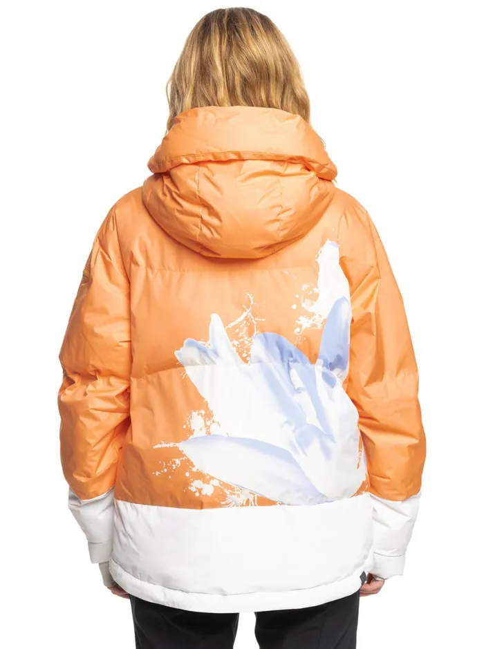 Roxy Snow Jackets Chloe Kim Puffy Technical Snow Jacket Mock Orange 8211 Women
