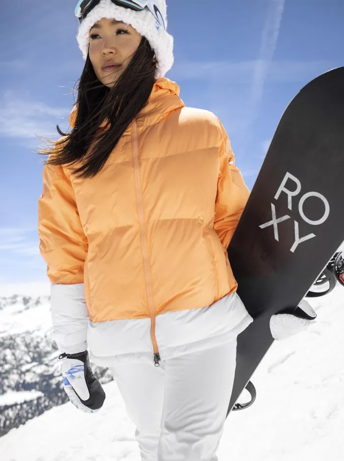 Roxy Snow Jackets Chloe Kim Puffy Technical Snow Jacket Mock Orange 8211 Women
