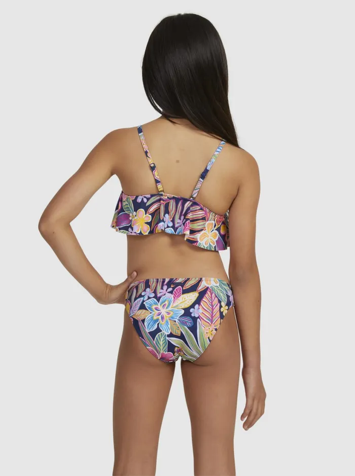 Roxy Swim Girl039s 716 Paradise Trip Two Piece Flutter Bikini Set Mood Indigotrue Paradise 8211 Women