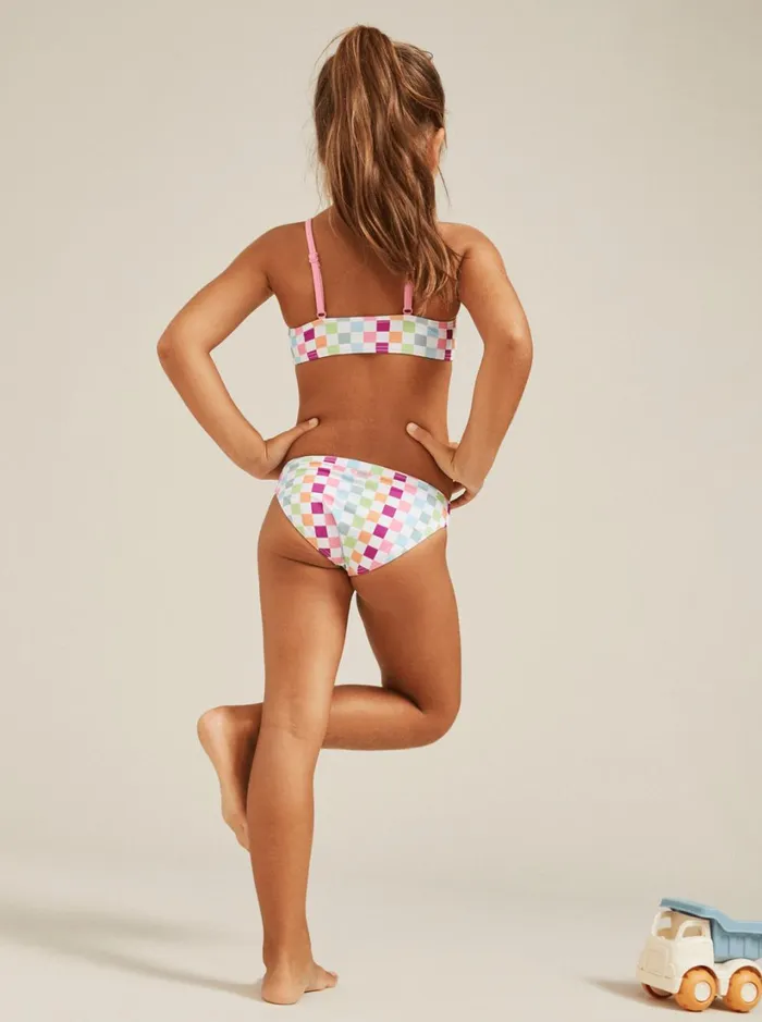 Roxy Swim Girls039 27 Rainbow Check Two Piece Crop Top Bikini Set Bright White Check Check 8211 Women
