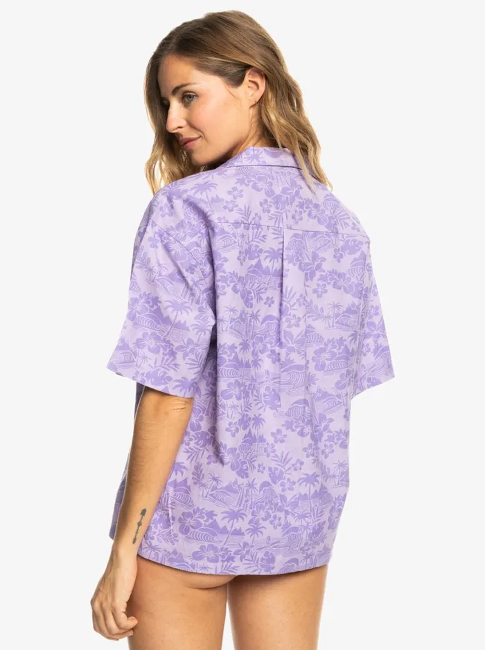 Roxy Tops SurfKindKate Short Sleeve Shirt Purple Rose Surf Friends 8211 Women