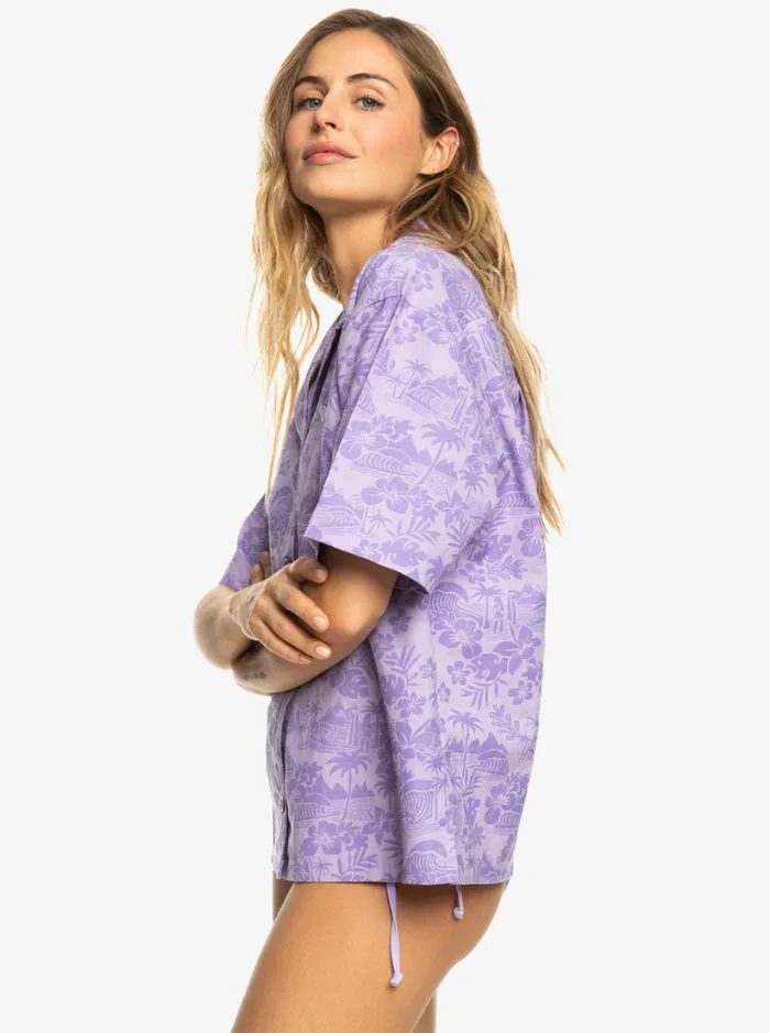 Roxy Tops SurfKindKate Short Sleeve Shirt Purple Rose Surf Friends 8211 Women