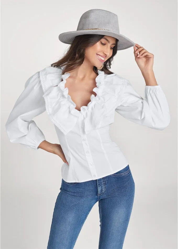 RUFFLE BLOUSE White Women VENUS Blouses
