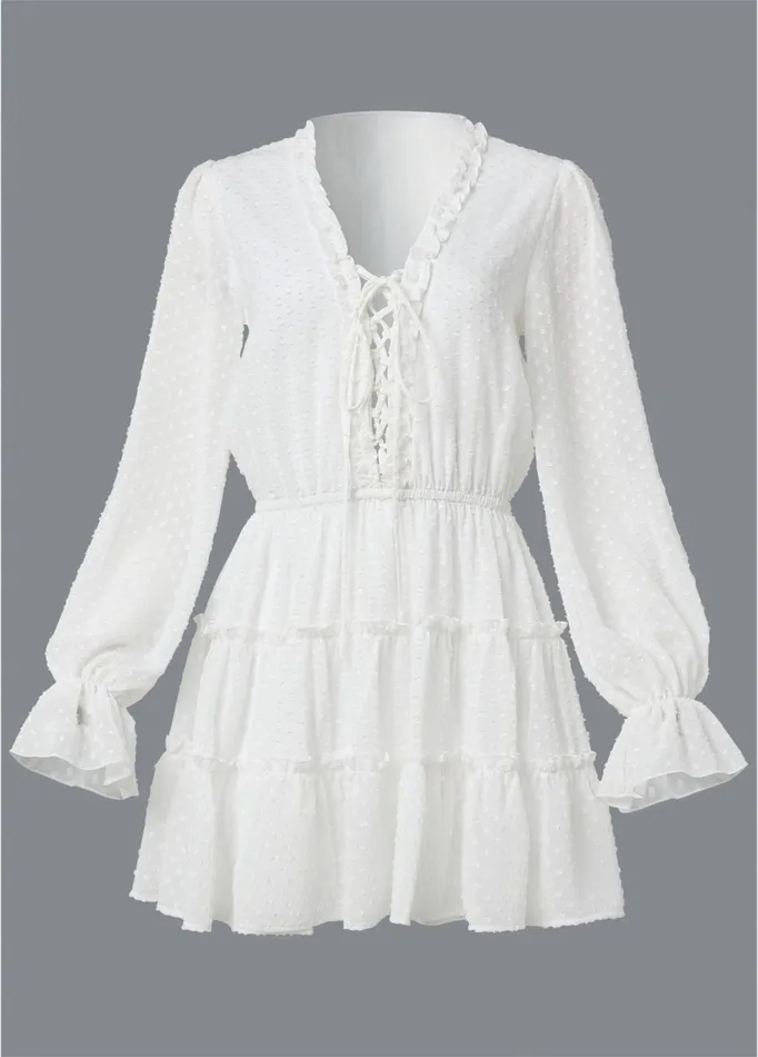 RUFFLE MINI DRESS White Women VENUS Sundresses RUFFLE MINI DRESS White Women VENUS Sundresses