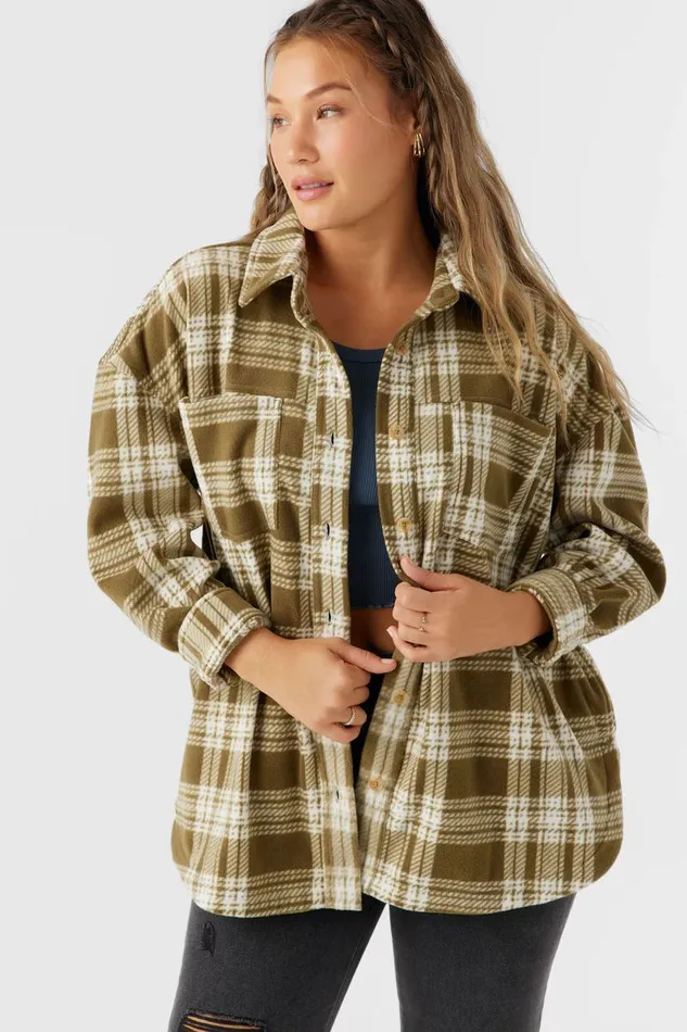 RUNE SUPERFLEECE OVERSIZED FIT SHACKET Military Olive Women O039NEILL Clothing