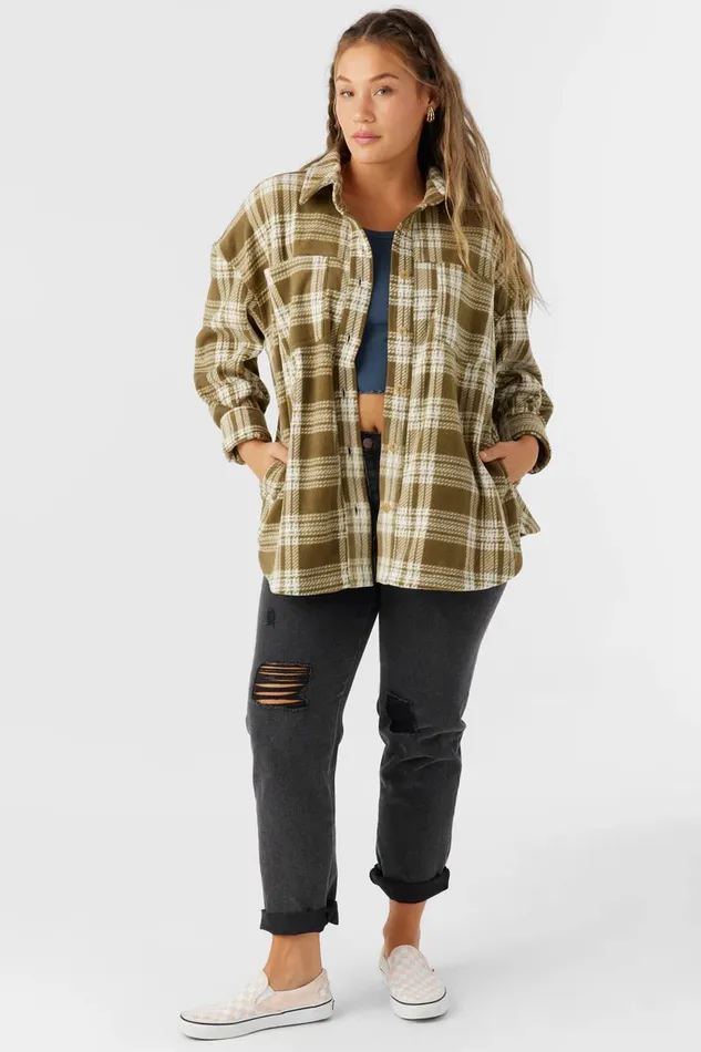 RUNE SUPERFLEECE OVERSIZED FIT SHACKET Military Olive Women O039NEILL Clothing