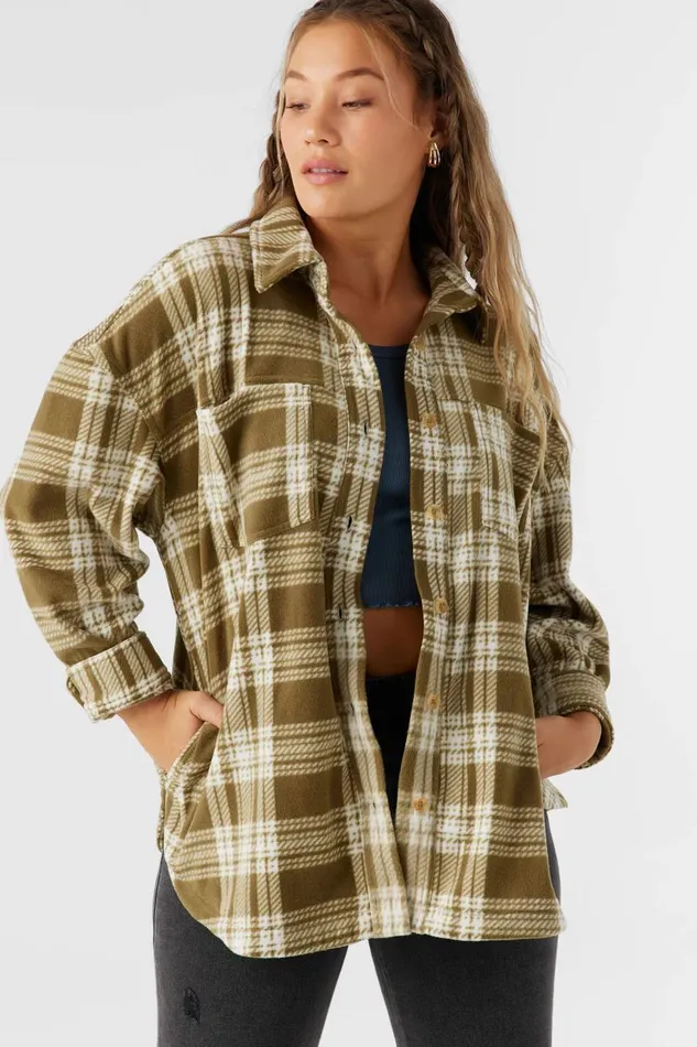 RUNE SUPERFLEECE OVERSIZED FIT SHACKET Military Olive Women O039NEILL Clothing