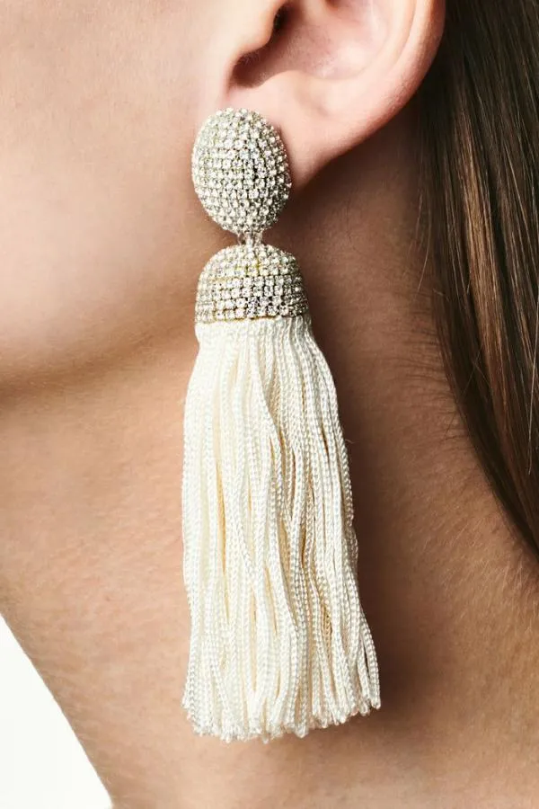 Sachin and Babi Hilary Earrings 8211 Crystals Thread Ivory Women Earrings