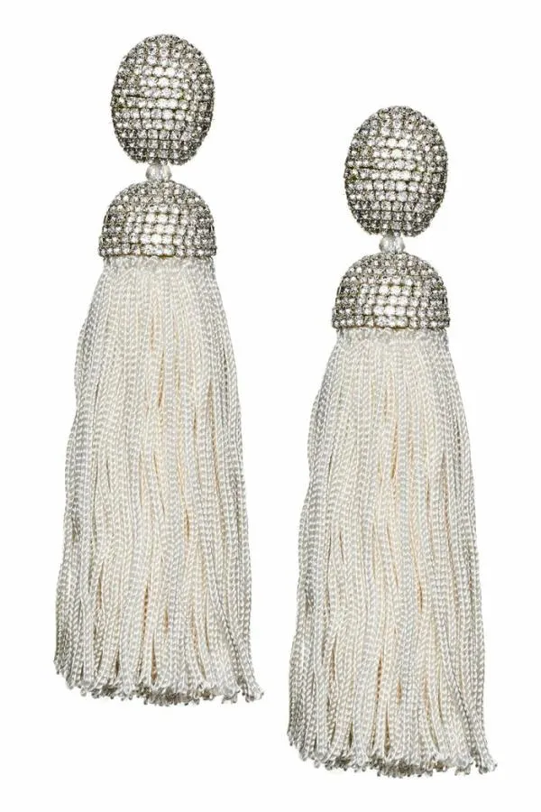 Sachin and Babi Hilary Earrings 8211 Crystals Thread Ivory Women Earrings
