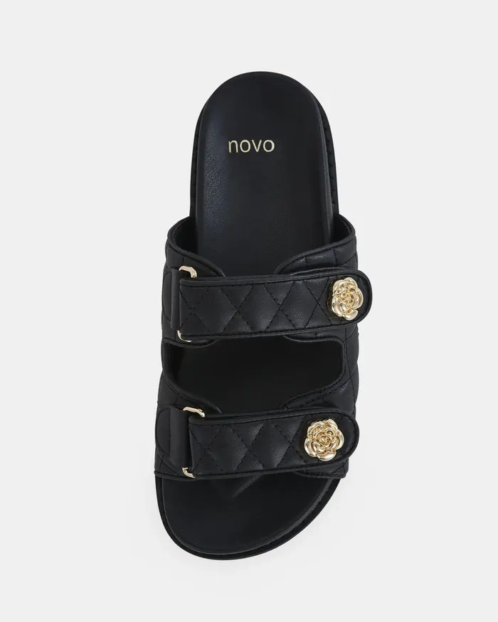 SAKURIA BLACK Sandals Flat Sandals NOVO Shoes Women