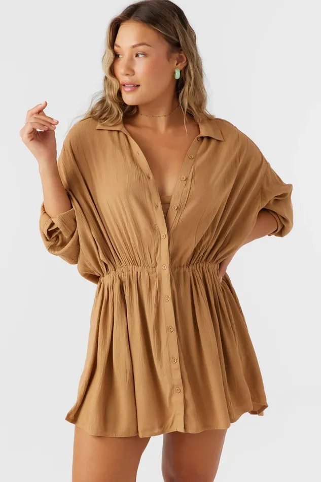 SALTWATER SOLIDS CAMI DRESS Tobacc Brw Women O039NEILL Swim