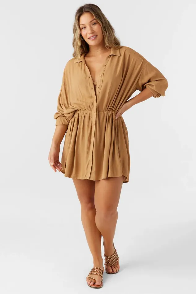 SALTWATER SOLIDS CAMI DRESS Tobacc Brw Women O039NEILL Swim