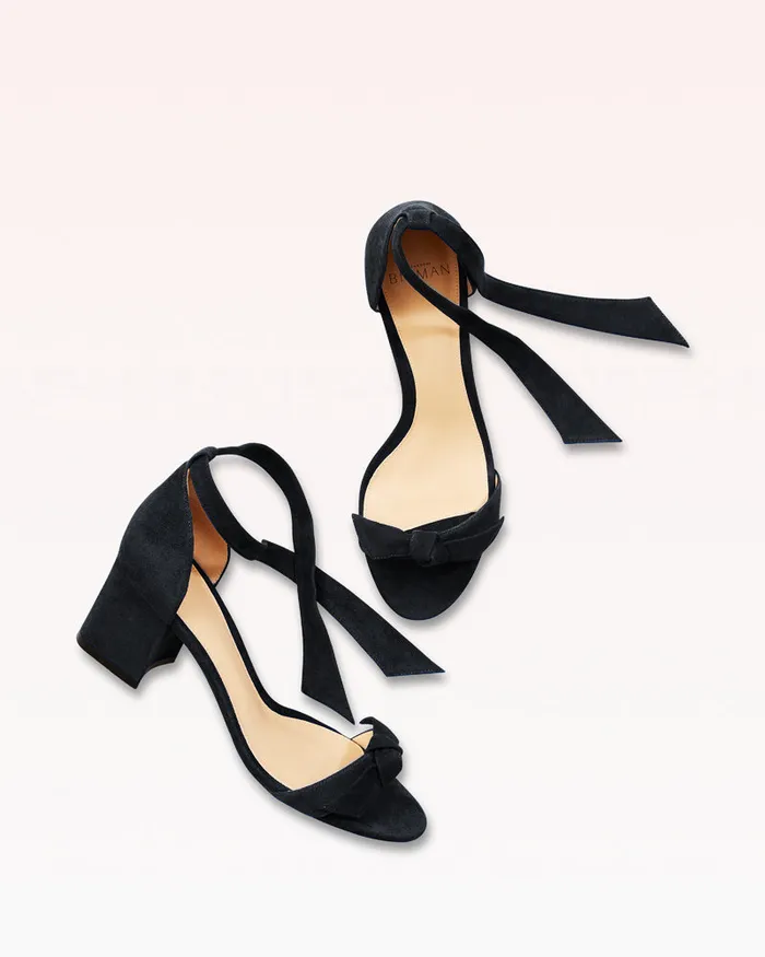 Sandals Women Alexandre Birman Designer Sandals For 8211 Clarita Bow Tie Block Heel Sandal In Suede Alexandre Birman Black