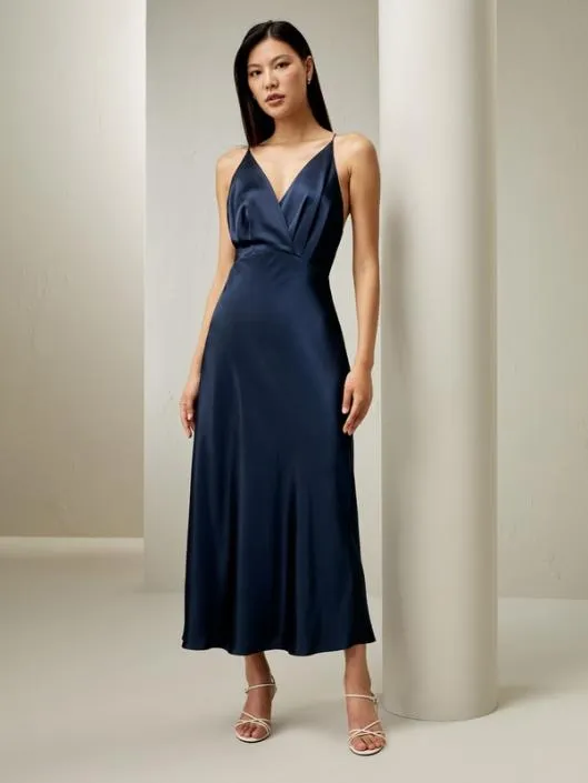 Satin Halter Midi Dress 8211 Perfect For Wedding Guests Or Formal Events Women Jumpsuits Lilysilk Dresses