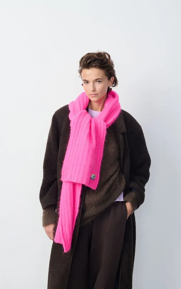 Scarf Vitow Neon Pink Melange WomenMen American Vintage Scarves And Shawls