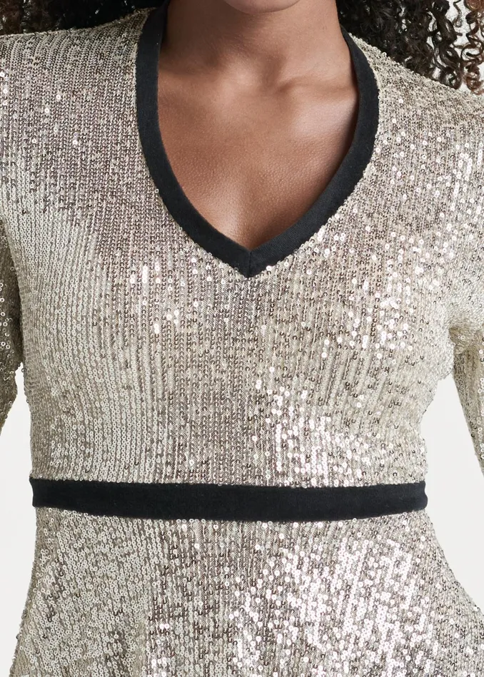 SEQUIN BELL SLEEVE TOP Champagne Women VENUS Night Out Tops