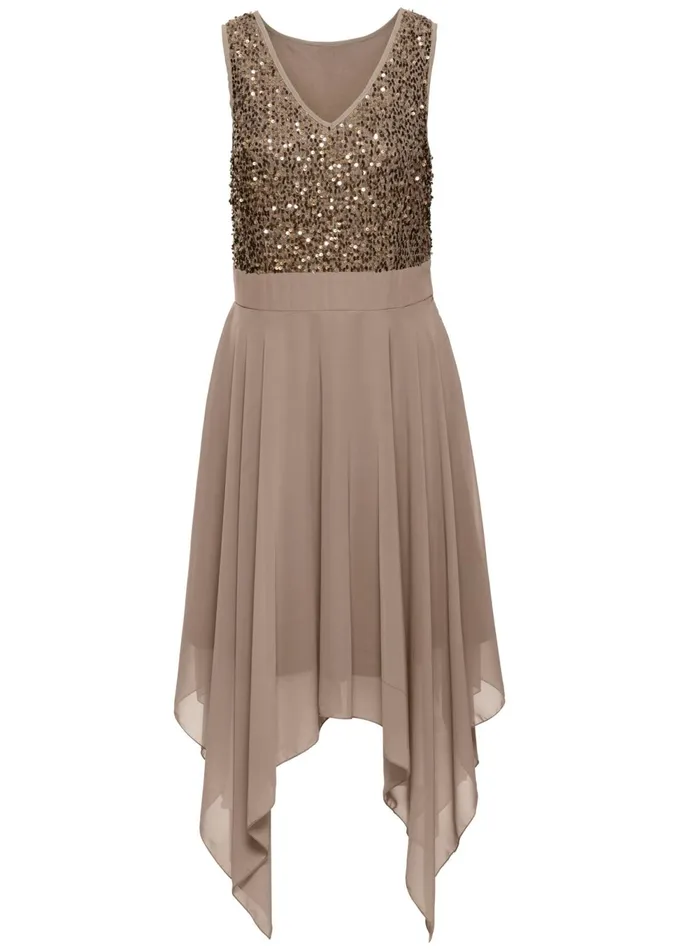 SEQUIN DETAIL PARTY DRESS Taupe Women VENUS Midi Dresses
