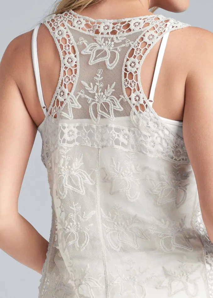 SHEER LACE TOP Off White Women VENUS Sleeveless Tops