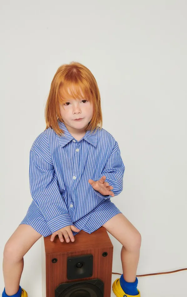 Shirt Zatybay Aqua Stripes Kids American Vintage Shirts