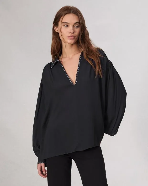 Shirts and Tops Women Rag and Bone Emmy Embellished Top Black