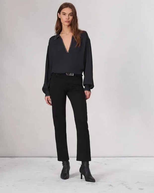 Shirts and Tops Women Rag and Bone Emmy Embellished Top Black