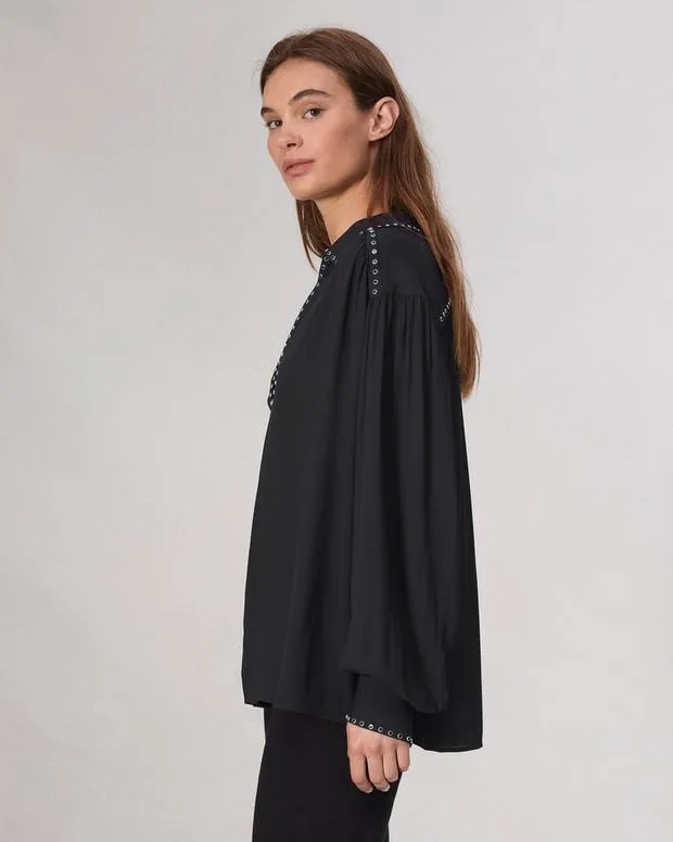 Shirts and Tops Women Rag and Bone Emmy Embellished Top Black