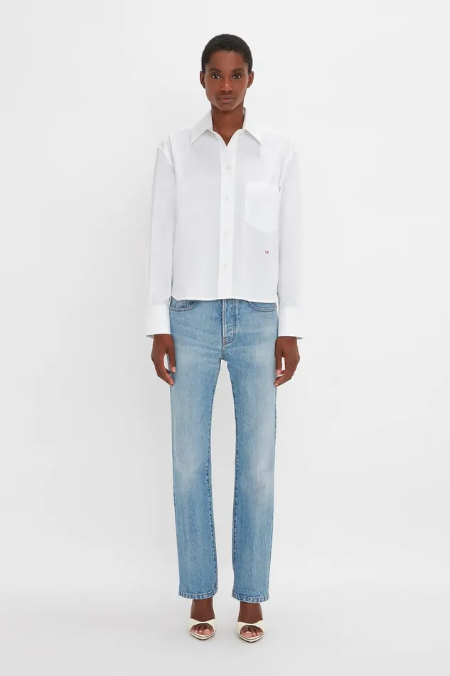 Shirts and Tops Women Victoria Beckham Cropped Long Sleeve Shirt In White