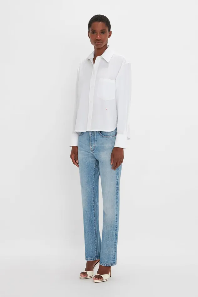 Shirts and Tops Women Victoria Beckham Cropped Long Sleeve Shirt In White