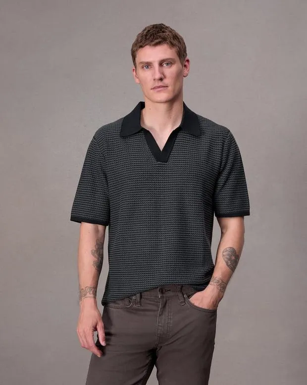 Shirts Men Rag and Bone Hayes Johnny Collar Polo Shark Blue