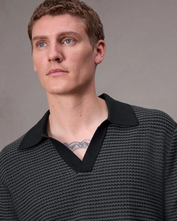 Shirts Men Rag and Bone Hayes Johnny Collar Polo Shark Blue
