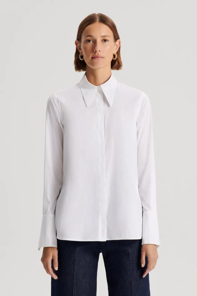 Shirts Women Scanlan Theodore COTTON SHIRT White Shirts Women Scanlan Theodore COTTON SHIRT White