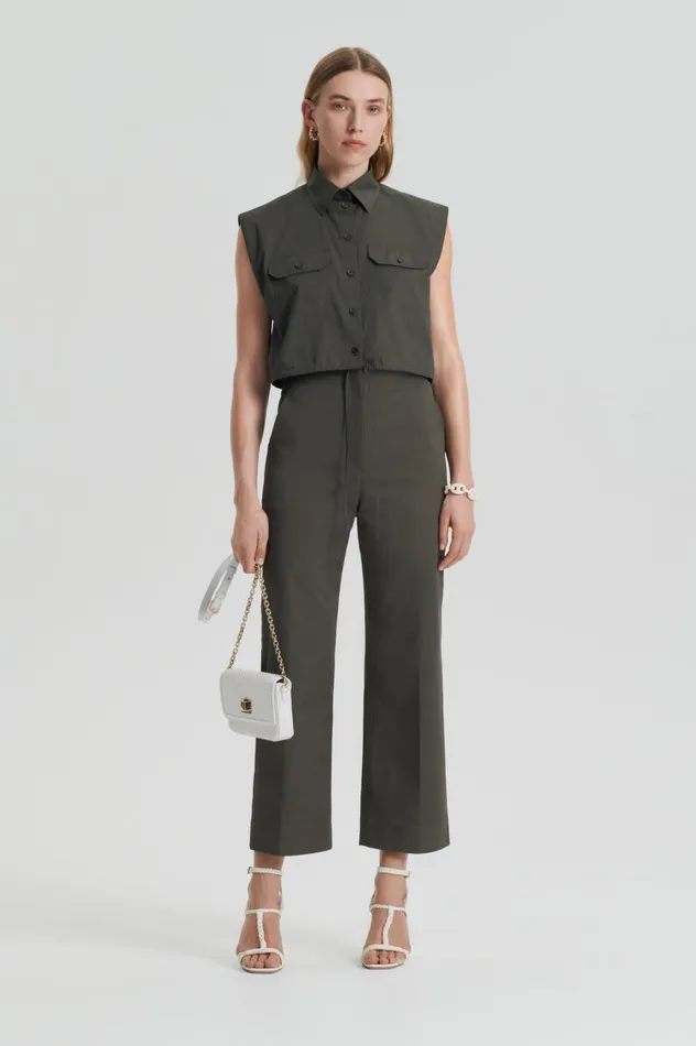 Shirts Women Scanlan Theodore PARACHUTE CROP SHIRT Jungle