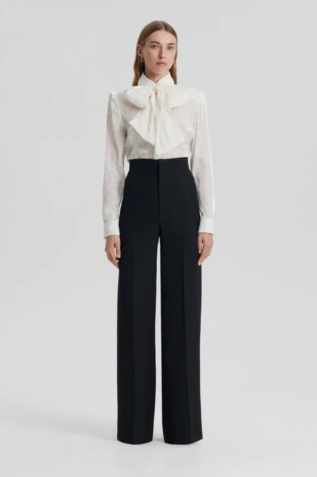 Shirts Women Scanlan Theodore SATIN BOW SHIRT Creme