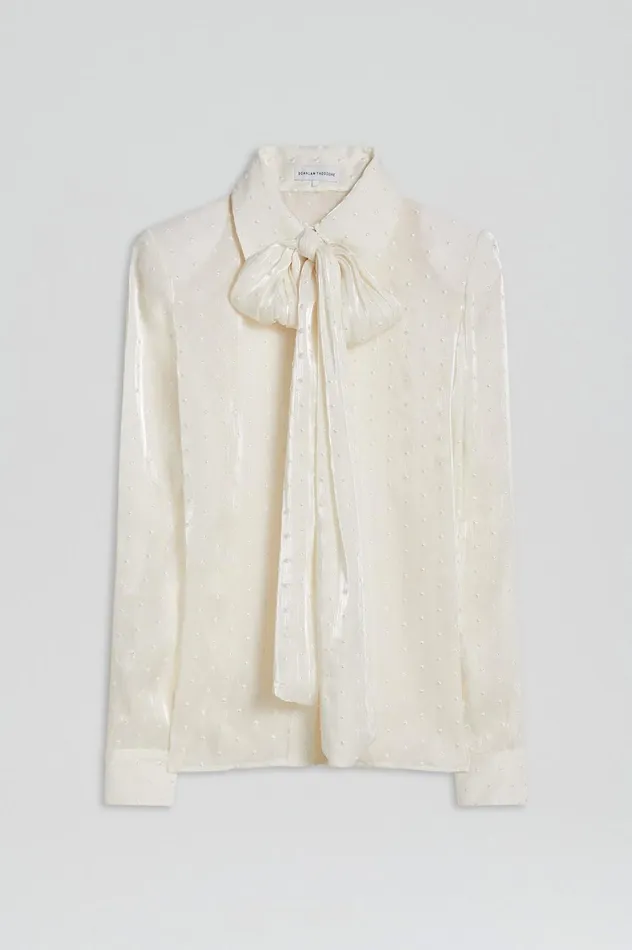Shirts Women Scanlan Theodore SATIN BOW SHIRT Creme