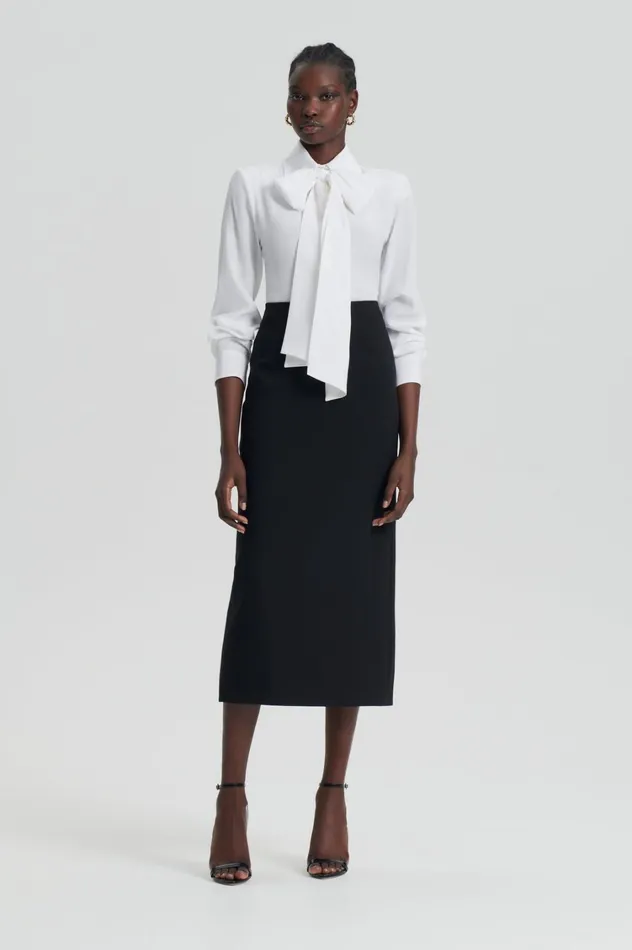 Shirts Women Scanlan Theodore SILK SHOULDER PAD SHIRT White