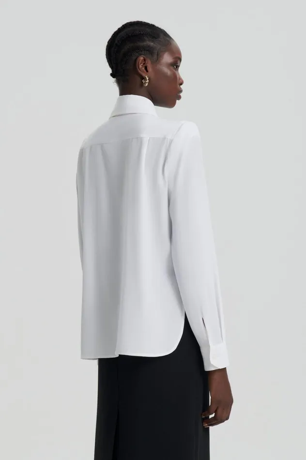 Shirts Women Scanlan Theodore SILK SHOULDER PAD SHIRT White
