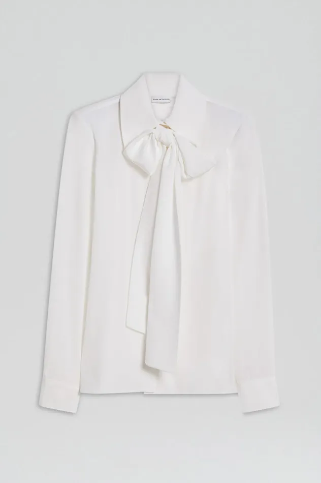 Shirts Women Scanlan Theodore SILK SHOULDER PAD SHIRT White
