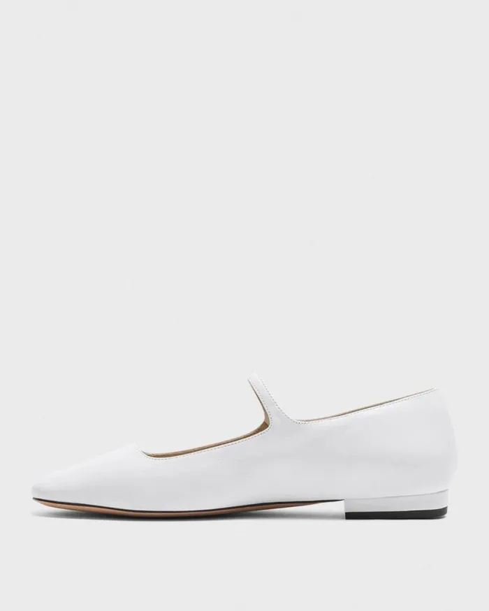 Shoes Women Theory Mary Jane Ballerina Flat In Leather White