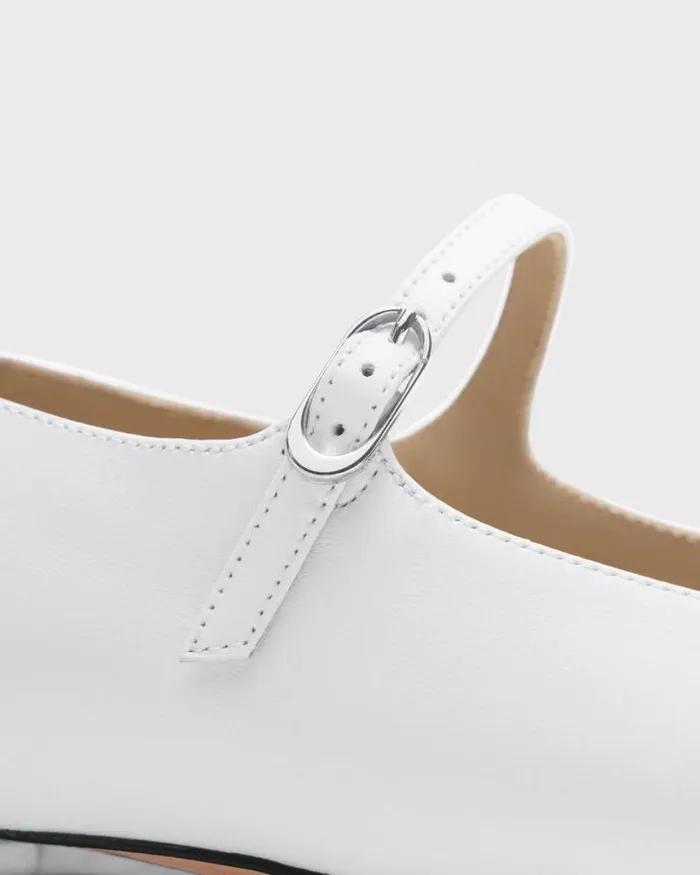 Shoes Women Theory Mary Jane Ballerina Flat In Leather White