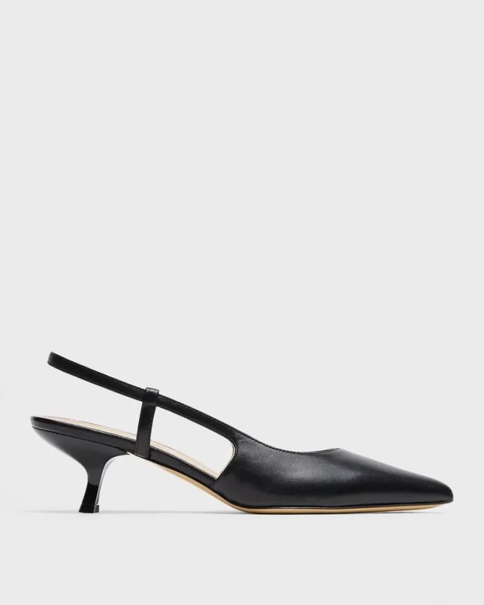 Shoes Women Theory Micro Slingback Pump In Leather Black