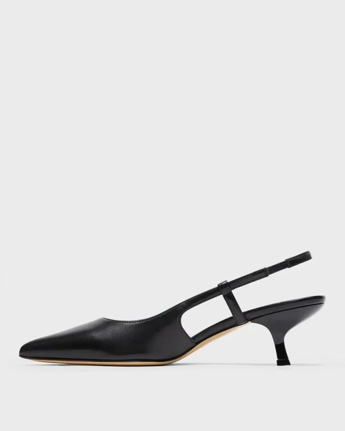 Shoes Women Theory Micro Slingback Pump In Leather Black