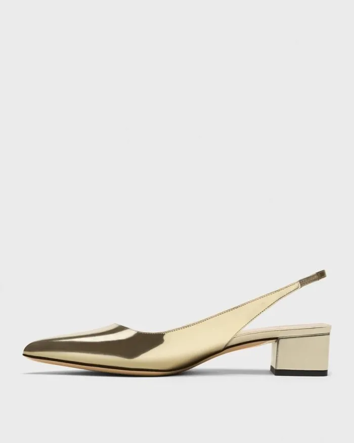 Shoes Women Theory Slingback Pump In Metallic Leather Light Gold